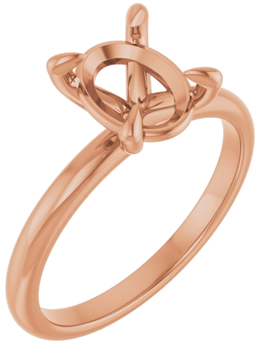 Sužadėtuvių Žiedas „Solitaire“ 585 Rožinis Aukso Oval 9mm x 7mm (1)