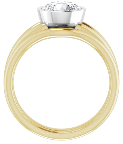 Sužadėtuvių Žiedas „Bezel-Set Solitaire“ 585 Baltojo Ir Geltonojo Aukso Round 7.4mm (7)