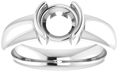 14K White 7 mm Round Half Bezel Solitaire Engagement Ring Mounting (3)