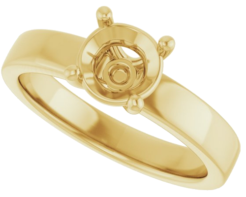 14K Yellow 6.5 mm Round Solitaire Engagement Ring Mounting (5)
