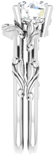 14K White 7 mm Round Solitaire Scroll Engagement Ring Mounting (9)