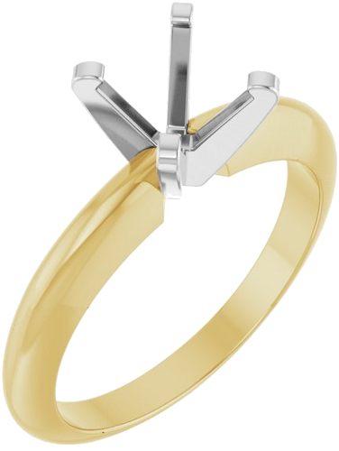 14K Yellow White 6.5 mm Round Solitaire Engagement Ring Mounting (1)