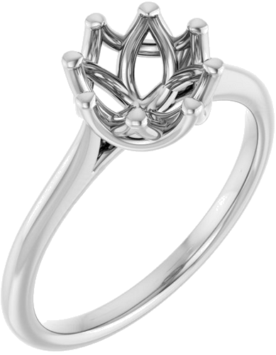 14K White 7 mm Round Solitaire Engagement Ring Mounting (1)