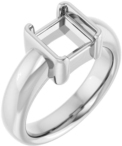 Sužadėtuvių Žiedas „Half Bezel Solitaire“ 925 Sidabro Square 7mm (1)