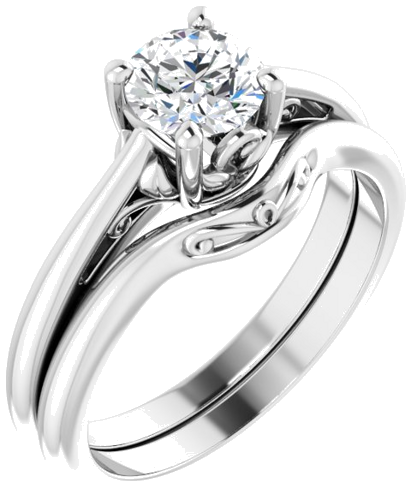 14K White 5.8 mm Round Solitaire Engagement Ring Mounting (6)