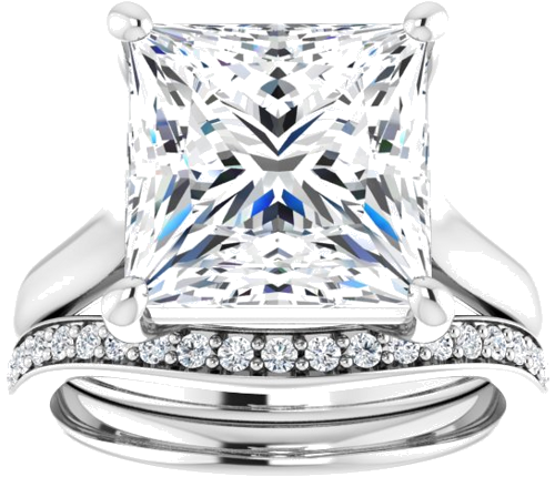 14K White 10 mm Square Solitaire Engagement Ring Mounting (8)