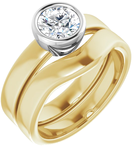 14K Yellow White 6 mm Round Solitaire Engagement Ring Mounting (6)