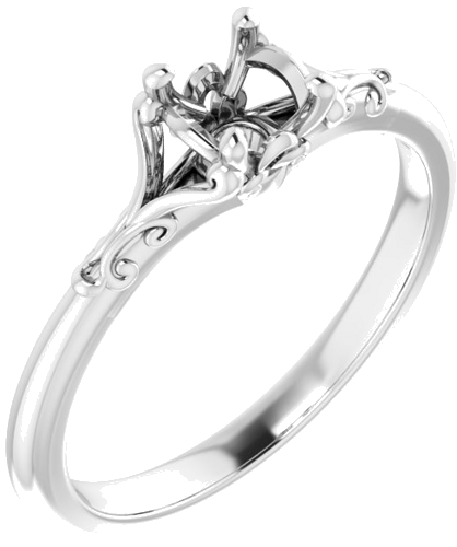 Sužadėtuvių Žiedas „Solitaire“ 750 Baltojo Aukso Round 4.8mm (1)