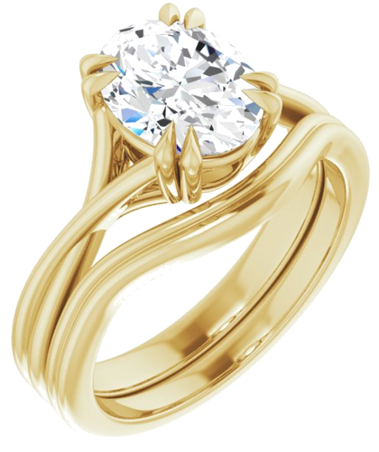 Sužadėtuvių Žiedas „Solitaire“ 585 Geltonojo Aukso Oval 9mm x 7mm (6)