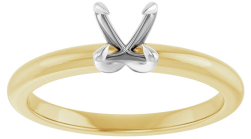 14K Yellow White 5.2 mm Round Solitaire Engagement Ring Mounting (3)