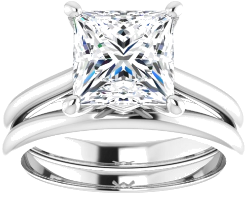 Sužadėtuvių Žiedas „Solitaire“ 585 Baltojo Aukso Square 7.5mm (8)