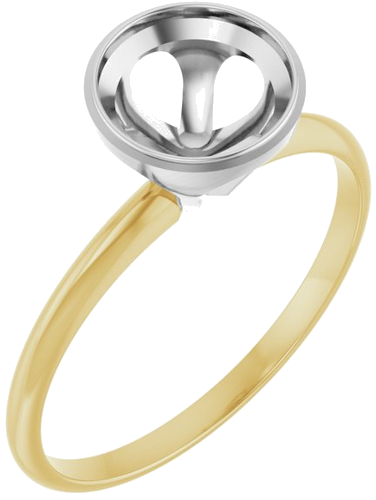 14K Yellow White 7 mm Round Solitaire Engagement Ring Mounting (1)