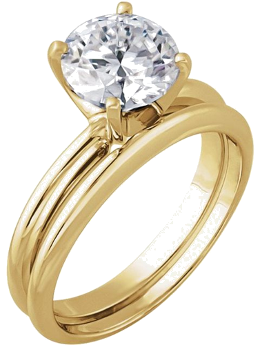 Sužadėtuvių Žiedas „Heavy Solitaire“ 585 Geltonojo Aukso Round 9.1mm x 9.7mm (5)