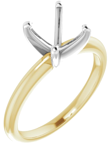 14K Yellow   White  6x6 mm Square Solitaire Engagement Ring Mounting (1)