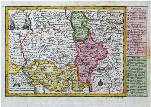 Европа – карта на региона на Полша, Литва и Силезия „Principatus Saganensis“, Matthäus Seutter / C. Lotter (около 1721–1750 г.) (1)