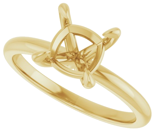 14K Yellow  7x7 mm Cushion Solitaire Engagement Ring Mounting (5)