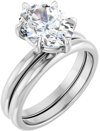 Sužadėtuvių Žiedas „Solitaire“ 585 Baltojo Aukso Oval 10mm x 8mm (6)