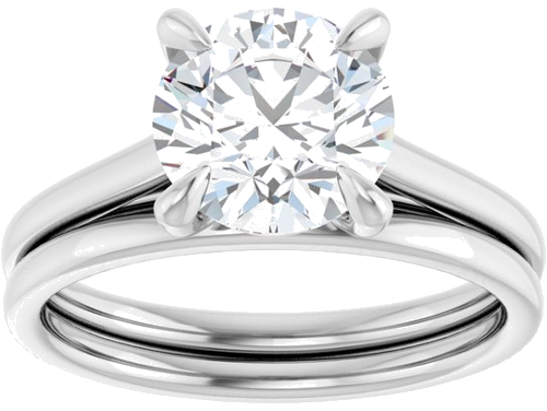 14K White  8 mm Round Solitaire Engagement Ring Mounting (8)