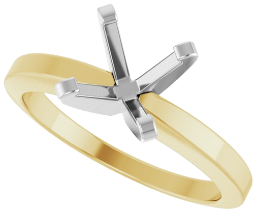 14K Yellow White 7 mm Round Solitaire Engagement Ring Mounting (5)