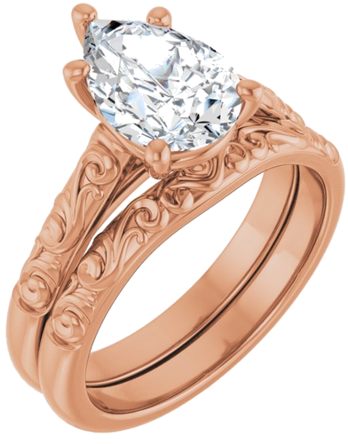 14K Rose 10x7 mm Pear Solitaire Engagement Ring Mounting (6)