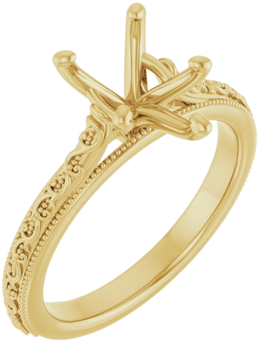 14K Yellow  10x7 mm Pear Solitaire Engagement Ring Mounting (1)