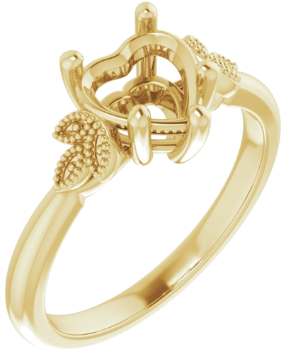 14K Yellow 7x7 mm Heart Solitaire Engagement Ring Mounting (1)