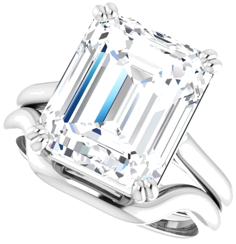 Platinum 12x10 mm Emerald Solitaire Engagement Ring Mounting (10)