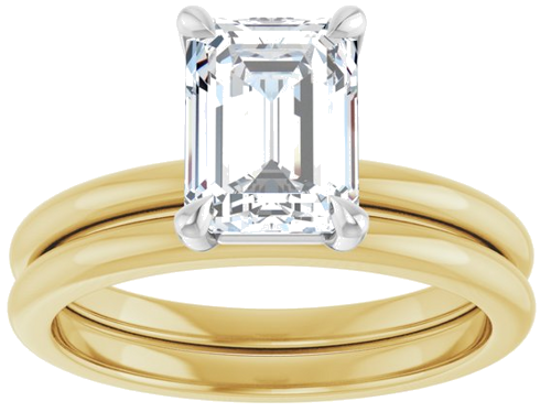 Sužadėtuvių Žiedas 585 Baltojo Ir Geltonojo Aukso Emerald 8mm x 6mm (8)