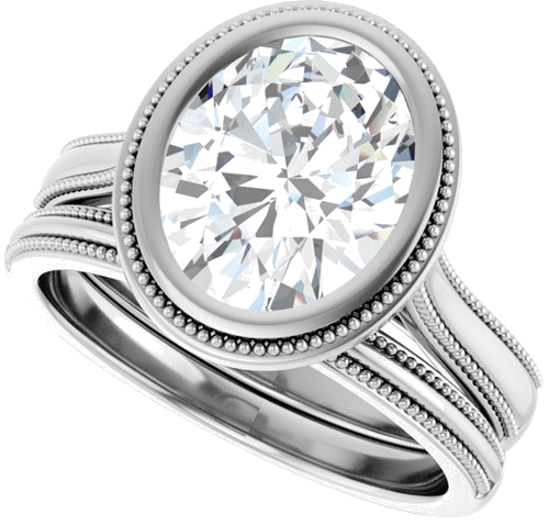 14K White 10x8 mm Oval Solitaire Engagement Ring Mounting (10)