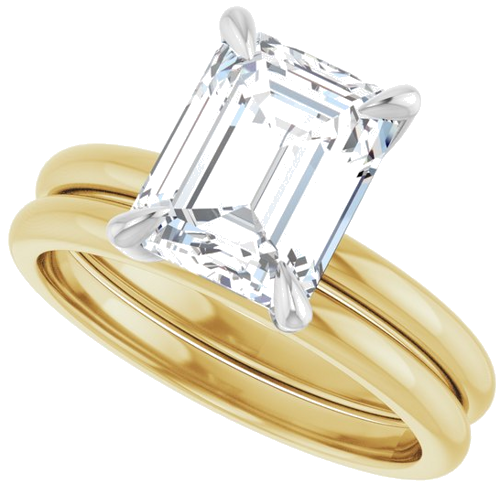 Sužadėtuvių Žiedas „Solitaire“ 585 Baltojo Ir Geltonojo Aukso Emerald 9mm x 7mm (10)