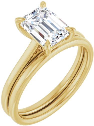 14K Yellow  8x6 mm Emerald Solitaire Engagement Ring Mounting (6)