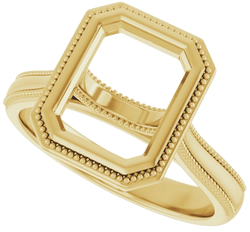 14K Yellow 9x7 mm Emerald Solitaire Engagement Ring Mounting (5)
