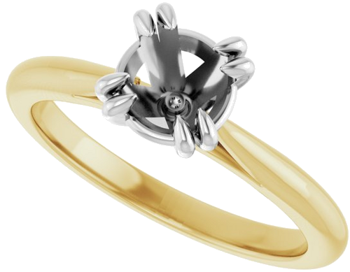 14K Yellow White 6.5 mm Round Engagement Ring Mounting (5)