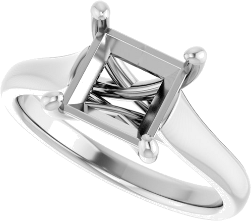 14K White 7 mm Square Solitaire Engagement Ring Mounting (5)