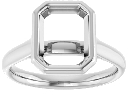 14K White  9x7 mm Emerald Solitaire Engagement Ring Mounting (3)