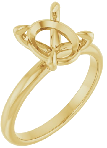 Sužadėtuvių Žiedas „Solitaire“ 750 Geltonojo Aukso Oval 10mm x 8mm (1)