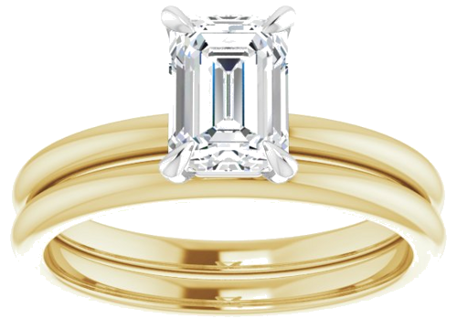 14K Yellow White 7 x 5 mm Emerald Engagement Ring Mounting (8)