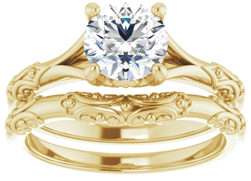 14K Yellow 6.5 mm Round Solitaire Engagement Ring Mounting (8)