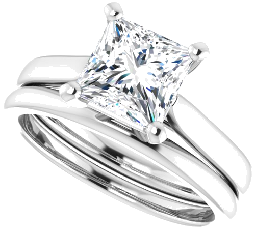 14K White 6.5 mm Square Engagement Ring Mounting (10)