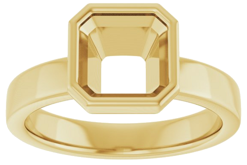 14K Yellow 7 mm Asscher Solitaire Engagement Ring Mounting (3)