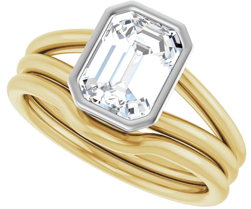 14K Yellow   White 8x6 mm Emerald Engagement Ring Mounting (10)