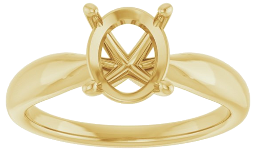 14K Yellow  9x7 mm Oval Solitaire Engagement Ring Mounting (3)