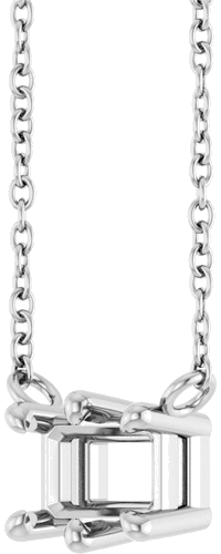 14K White 6x4 mm Emerald 6-Prong Solitaire 18  Necklace Mounting (2)