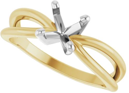 Sužadėtuvių Žiedas „Split Shank“ 585 Baltojo Ir Geltonojo Aukso Round 6.5mm (5)