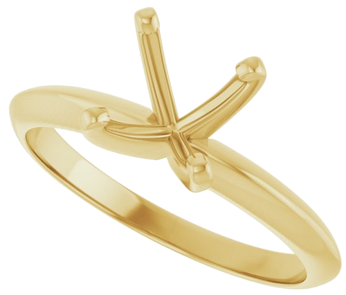 14K Yellow 7.3-7.7 mm Round 4-Prong Light Solitaire Ring Mounting (5)