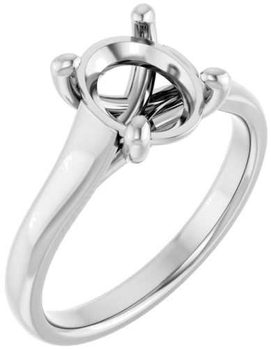 14K White 9x7 mm Oval Solitaire Engagement Ring Mounting (1)