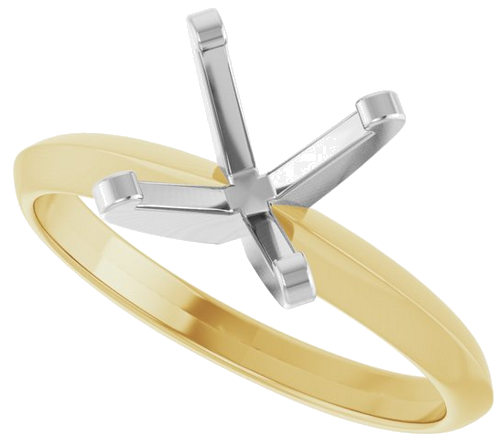 14K Yellow White 8 mm Round Solitaire Engagement Ring Mounting (5)