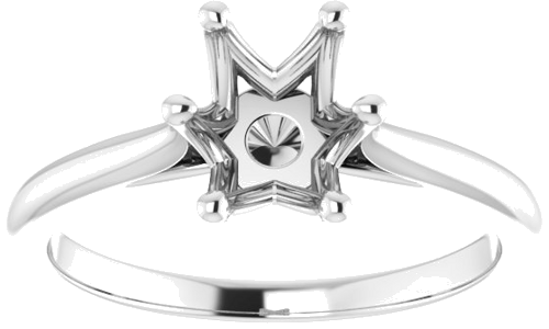 14K White 8x6 mm Oval Solitaire Engagement Ring Mounting (3)