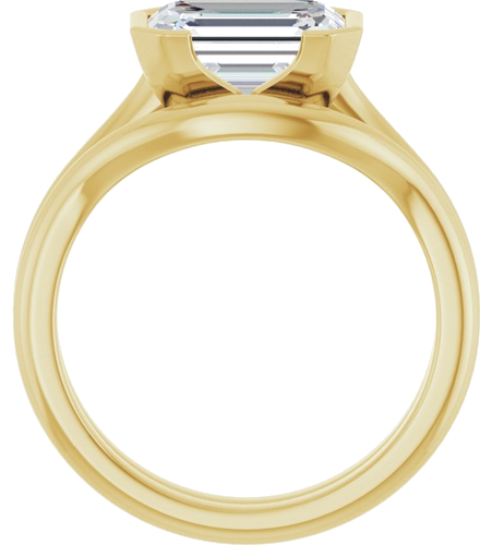 Sužadėtuvių Žiedas „Half Bezel Solitaire“ 585 Geltonojo Aukso Emerald 9mm x 7mm (7)