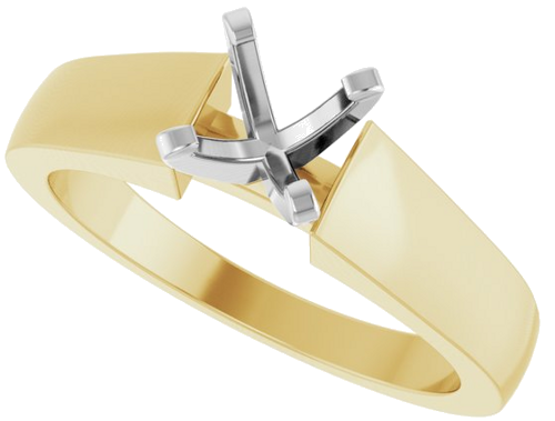 14K Yellow White 5.8 mm Round Solitaire Engagement Ring Mounting (5)